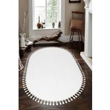 Valery Home Vl Oval Comfort Ponpon Saçaklı Peluş Yolluk Beyaz