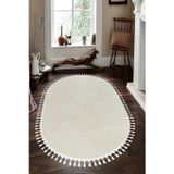 Valery Home Vl Oval Comfort Ponpon Saçaklı Peluş Yolluk Ekru