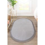 Valery Home Vl Oval Comfort Ponpon Saçaklı Peluş Yolluk Gri 80 X 400
