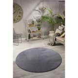 Valery Home Vl Yuvarlak Comfort Overloklu Peluş Antrasit Yolluk Halı