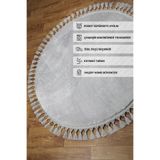Valery Home Vl Yuvarlak Comfort Ponpon Saçaklı Peluş Halı Gri 80 x 80 Gri Ponpon Saçaklı Daire