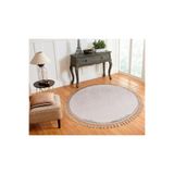 Valery Home Vl Yuvarlak Comfort Ponpon Saçaklı Peluş Post Halı Kahverengi Kahve P Saçak 120 X 120