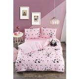 Valezium PANDA PEMBE ÇİFT KİŞİLİK DESENLİ NEVRESİM TAKIMI LASTİKLİ ÇARŞAFLI VE 2 YASTIK KILIFLI