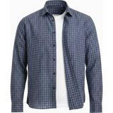 Valiberta Alfonso Ekose Büyük Kareli Relaxed Fit %100 Pamuklu Flanel Kumaş Erkek Gömlek - Mavi - XL
