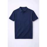 Valiberta Elatus Çizgili V Yaka İnce Triko Relaxed Fit Polo Yaka Erkek T-Shirt - Lacivert