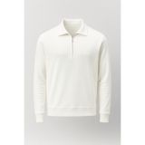 Valiberta Eric Relax Fit Yarım Fermuarlı Polo Yaka Selanik Kumaş Erkek Sweatshirt - Ekru
