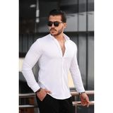 Valiberta Likralı Regular Fit Nefes Alabilir Klasik Erkek Oxford Gömlek - Beyaz - XL