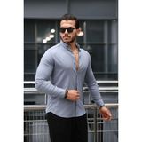 Valiberta Likralı Regular Fit Nefes Alabilir Klasik Erkek Oxford Gömlek - Füme