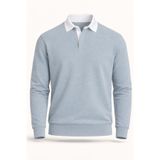 Valiberta Luis Polo Yaka Selanik Örme Kumaş Erkek Sweatshirt - Soğuk Mavi