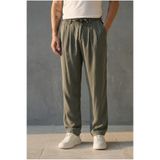Valiberta Magnus Tensel Kumaş Relaxed Fit Beli Lastikli Yazlık Erkek Pantolon - Çam Yeşili