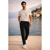 Valiberta Meridian Kumaş Relaxed Fit %100 Pamuklu Jogger Erkek Yazlık Eşofman Altı Pantolon - Siyah