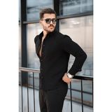 Valiberta Nefes Alabilir Yarım Oversize Müslin Kumaş Uzun Kol Yakalı Erkek Gömlek - Siyah - XL
