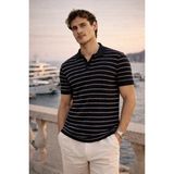 Valiberta Nordic Desenli Örme Kumaş Viskon Erkek T-Shirt - Siyah