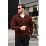 Valiberta Oversize Selanik Örgü Düğmeli Erkek Hırka- KoyuKahve