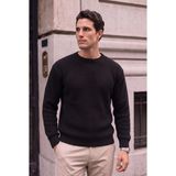 Valiberta Pilar Anti-Peeling Tüylenmez Oversize Selanik Örgülü Bisiklet Yaka Erkek Triko Kazak - Siyah - 2XL
