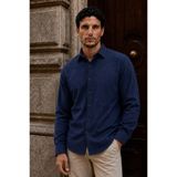 Valiberta Pixel Relaxed Fit Pamuklu Mikro Çizgili Flanel Erkek Gömlek - Lacivert