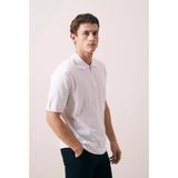 Valiberta Ritchie Fermuarlı Polo Yaka Dikey Çizgili Kısa Kollu Ince Triko Erkek T-Shirt - Ekru
