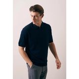 Valiberta Ritchie Fermuarlı Polo Yaka Dikey Çizgili Kısa Kollu Ince Triko Erkek T-Shirt - Lacivert