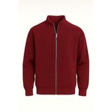 Valiberta Woody Oversize Selanik Örme Fermuarlı Erkek Hırka- Bordo