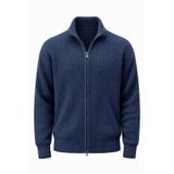 Valiberta Woody Oversize Selanik Örme Fermuarlı Erkek Hırka- İndigo