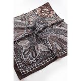 Valino 120x120 Etnik Vintage Desenli Büyük Boy Eşarp Pamuklu Eşarp Büyük Boy Eşarp Acı Kahve