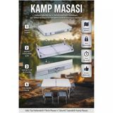 Valiz Tipi Katlanabilir Piknik Masası 4 Tabureli Taşınabilir Kamp Seti