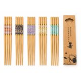 Valkyrie 10 Çift Mermer Desenli Bambu Yemek Çubuğu Seti 20 Adet Kaymaz Uçlu Kutulu Chopstick