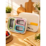 Valkyrie 3 Gözlü Paslanmaz Çelik Lunch Box Termal Taşıma Çantalı, Sızdırmaz Contalı 304 Çelik Bölmeli Yemek Kabı