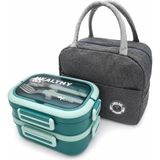Valkyrie 304 Çelik Bölmeli Lunch Box Seti | Termal Çantalı, Bölmeli, Çatal Kaşıklı, Sızdırmaz Yemek Kabı Sarı-Yeşil - 1,7 lt