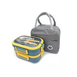 Valkyrie 304 Çelik Bölmeli Lunch Box Seti | Termal Çantalı, Bölmeli, Çatal Kaşıklı, Sızdırmaz Yemek Kabı Sarı-Yeşil