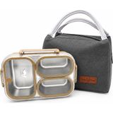 Valkyrie 304 Paslanmaz Çelik 3 Bölmeli Kahve Lunch Box Termal Çantalı – Sızdırmaz Kapaklı Beslenme Kabı, - Kahverengi - 0,50 lt