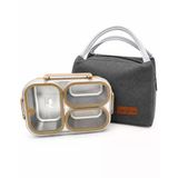 Valkyrie 304 Paslanmaz Çelik 3 Bölmeli Kahve Lunch Box Termal Çantalı – Sızdırmaz Kapaklı Beslenme Kabı,