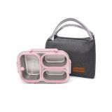 Valkyrie 304 Paslanmaz Çelik 3 Bölmeli Pembe Lunch Box Termal Çantalı – Sızdırmaz Kapaklı Beslenme Kabı,