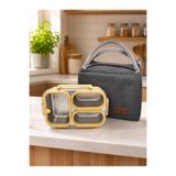 valkyrie 304 Paslanmaz Çelik 3 Bölmeli Sarı Lunch Box Termal Çantalı – Sızdırmaz Kapaklı Beslenme K