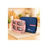 valkyrie 304 Paslanmaz Çelik 4 Bölmeli Pembe Lunch Box Termal Çantalı – Sızdırmaz Beslenme Kabı, Çat