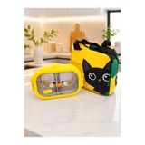 valkyrie 304 Paslanmaz Çelik Çocuk Beslenme Kabı Kedili Termal Çantalı 2 Bölmeli Lunch Box Yemek Kab