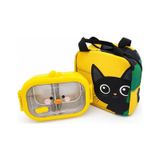 Valkyrie 304 Paslanmaz Çelik Çocuk Beslenme Kabı Kedili Termal Çantalı 2 Bölmeli Lunch Box Yemek Kabı Sarı