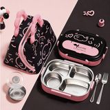Valkyrie 316 Paslanmaz Çelik Lunch Box Termal Taşıma Çantalı 4 Bölmeli Sızdırmaz Beslenme Kabı Bpa Içermez Çatal Kaşık Hediyeli Pembe - 1,5 lt