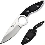 Valkyrie 3CR14MOV Kılıflı Paslanmaz Çelik Parmak Delikli Outdoor Kamp Bıçağı – 17.5 cm Kompakt Gövde - Gümüş