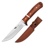 Valkyrie 3CR14MOV Paslanmaz Çelik Av Bıçağı – Ahşap Saplı, Kılıflı Kamp ve Outdoor Bıçağı Kırmızı