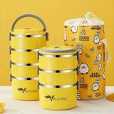 Valkyrie 4 Gözlü Çelik Penguen Desenli Sarı Termal Bento Kutusu Çocuklar İçin Şirin - 1,6 lt