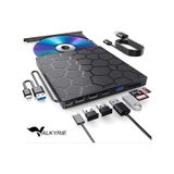Valkyrie 8in1 Harici Cd Dvd Okuma Yazma Usb 3.0 Hub Çok Amaçlı External Drive Tf Sd Kart Okuyucu
