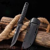 Valkyrie 9CR18 Soğuk Çelik Boyun Askılı Kılıflı Kamp Av Bıçağı Paslanmaz Çelik Siyah