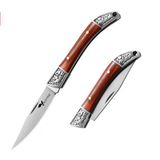 Valkyrie Ahşap Mini Çelik İşlemeli Katlanır Outdoor Cep Bıçağı – Şık Tasarım, Taşıması Kolay