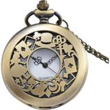 Valkyrie Alice Harikalar Diyarı Temalı Vintage Bronz Cep Saati - Kolye Köstekli Retro Hediye