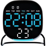 Valkyrie Dijital LED Siyah Masa Saati Alarm Beyaz Derece 3 Kademe Işık, USB Destekli Modern Gece Lambalı Saat - 1