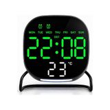 Valkyrie Dijital Yeşil Led Siyah Masa Saati Alarm Beyaz Derece 3 Kademe Işık, Usb Destekli Modern Gece Lambalı Saat 06922352