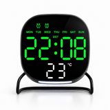 Valkyrie Dijital Yeşil Led Siyah Masa Saati Alarm Beyaz Derece 3 Kademe Işık, Usb Destekli Modern Gece Lambalı Saat