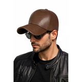 Valkyrie Erkek Açık Kahverengi Deri Şapka Kavisli Siperlikli Ayarlanabilir Spor Günlük Baseball Cap