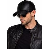 Valkyrie Erkek Siyah Deri Şapka Kavisli Siperlikli Ayarlanabilir Spor Günlük Baseball Cap - Standart